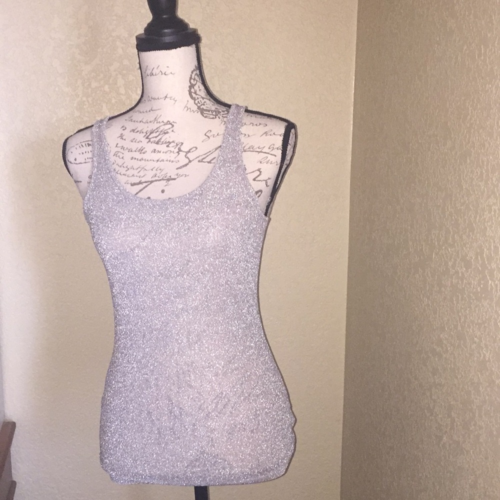 Glittery silver tank top